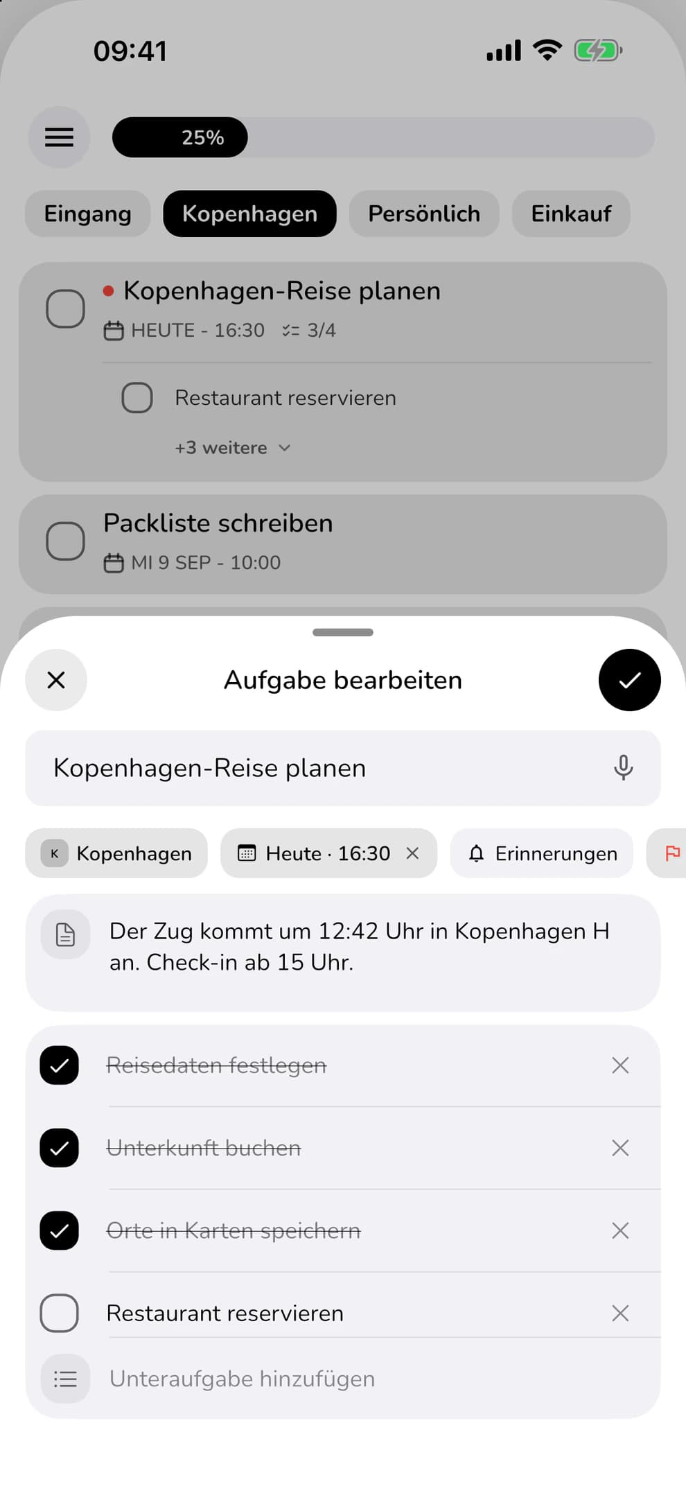 ClearDo – Unteraufgaben